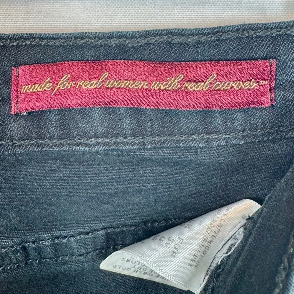 NYDJ‎ Black Wash Slim Leg Jeans Rhinestone Embellished Denim Pants Size 6